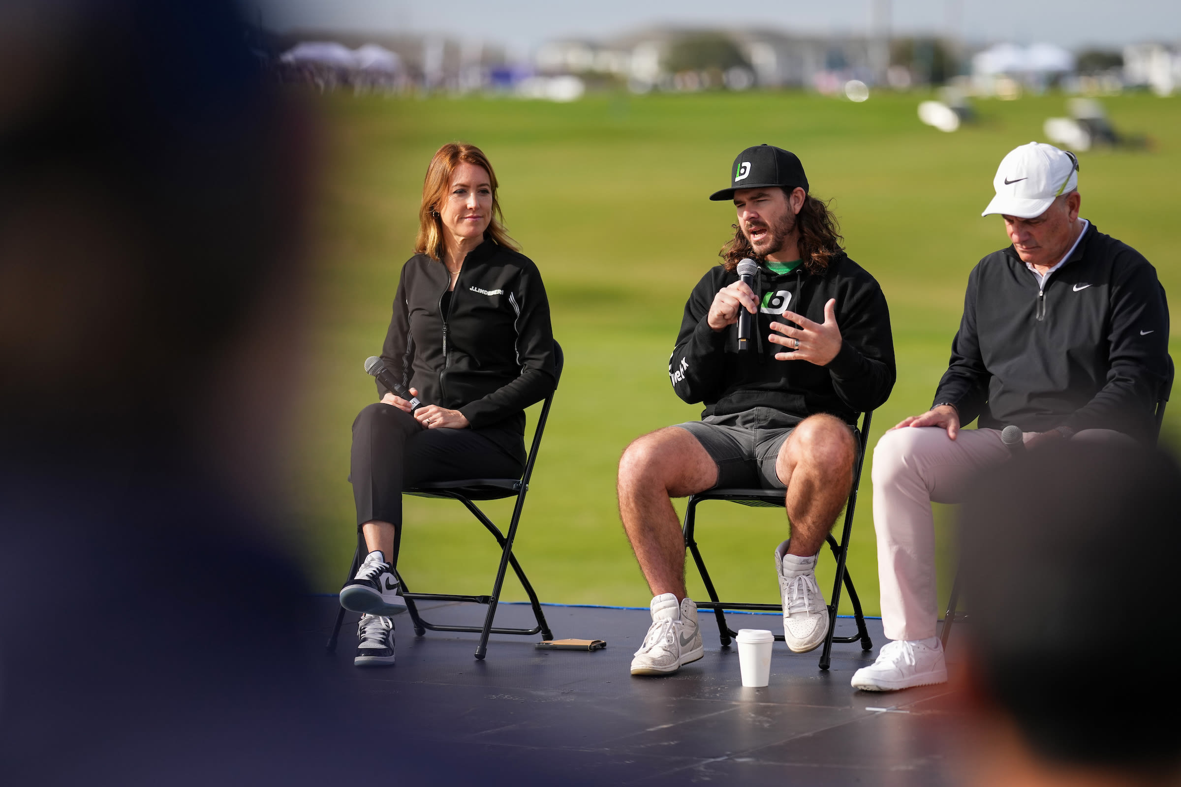 Hutt at PGA Show Demo Day with fellow PGA Coaches Trillium Rose (left) and Tom Henderson.