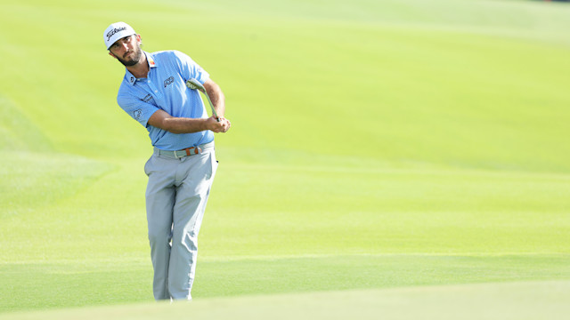 Max Homa chips onto the 16th hole during the second round of The American Express tournament on the Stadium course at PGA West on January 22, 2021 in La Quinta, California. (Photo by Harry How/Getty Images)