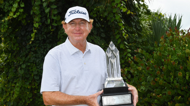 2021 Senior PGA Professional Champion, Paul Claxton poses with the Leo Fraser Trophy after the final round of the 33rd Senior PGA Professional Championship held at the PGA Golf Club on October 24, 2021 in Port St. Lucie, Florida. (Photo by Montana Pritchard/PGA of America)