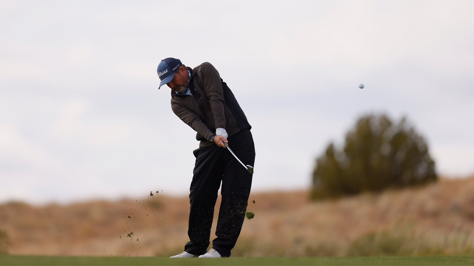 Alan Sorensen hits his shot on the 11th hole during the final round of the 34th Senior PGA Professional Championship at Twin Warriors Golf Club on October 16, 2022 in Santa Ana Pueblo, New Mexico. (Photo by Justin Edmonds/PGA of America)