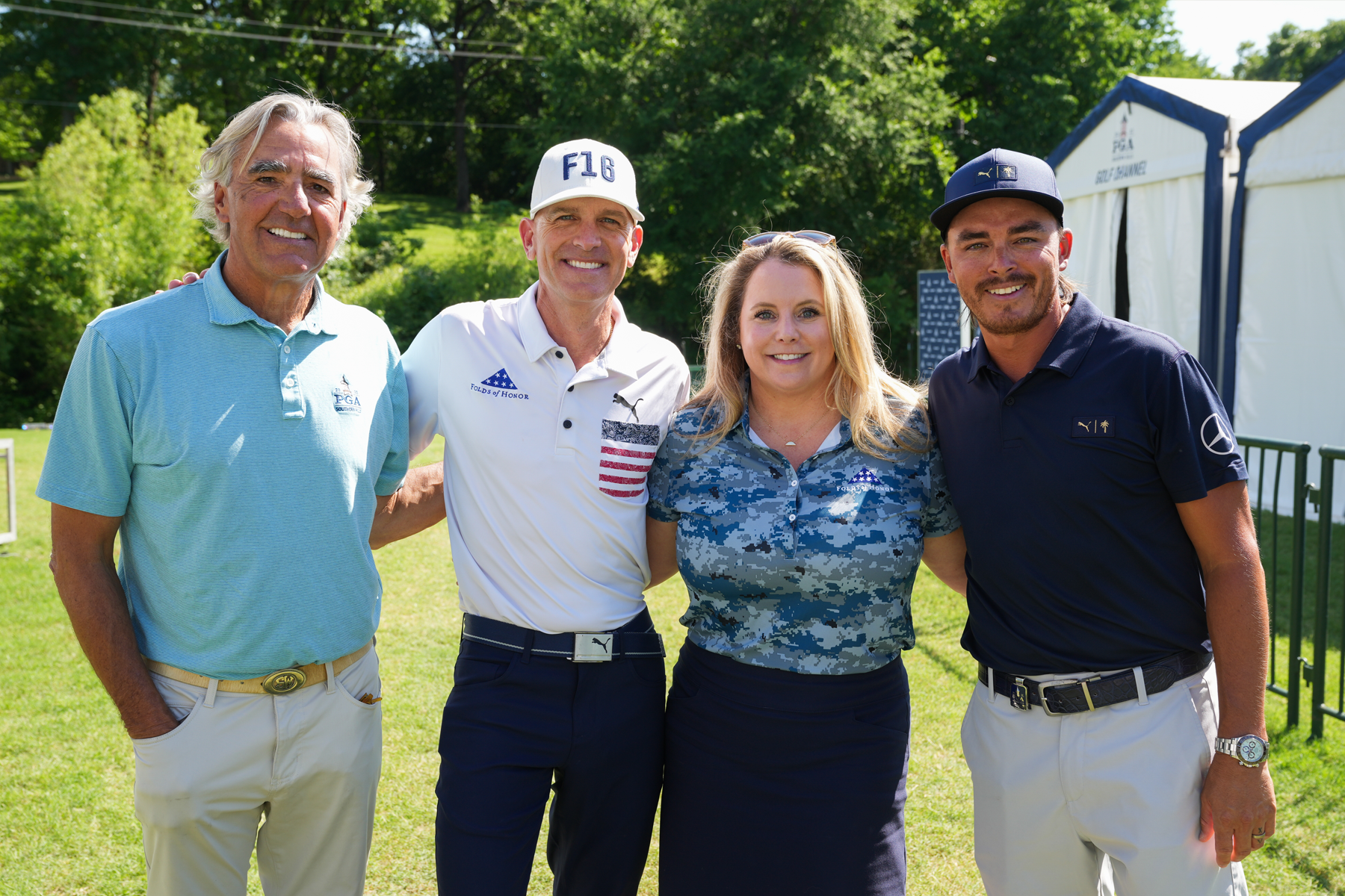 (L - R) PGA of America CEO, Seth Waugh, Lt. Colonel Dan Rooney, Jenn Stephens, Rickie Fowler