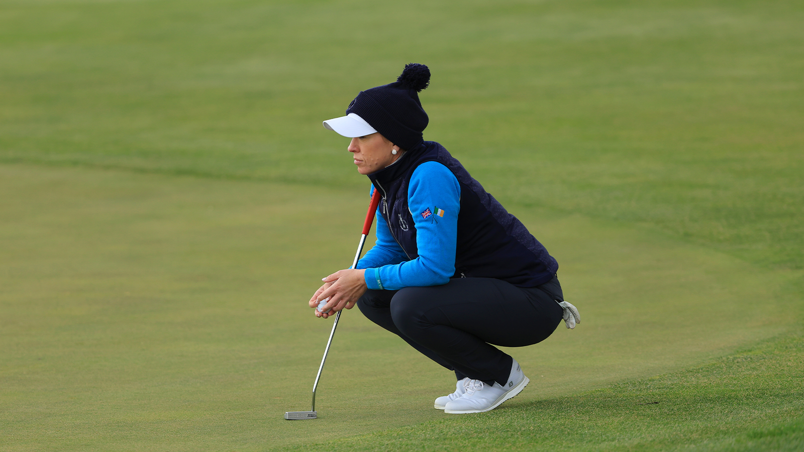 Heather MacRae of Team Great Britain and Ireland reads her putt during the first round of the 2nd Women’s PGA Cup at Twin Warriors Golf Club on Thursday, October 27, 2022 in Santa Ana Pueblo, New Mexico. (Photo by Sam Greenwood/PGA of America)