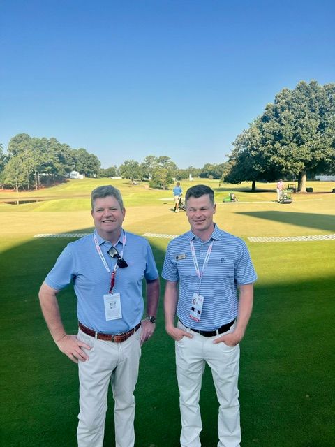 Chad Parker, PGA (left) and Dan Merriman, PGA, on site at East Lake during the 2024 TOUR Championship.