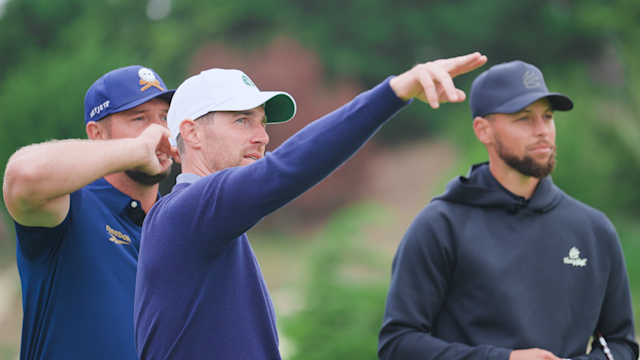 Lake Merced PGA Head Professional Pat Steffes gives Bryson & Steph some guidance.