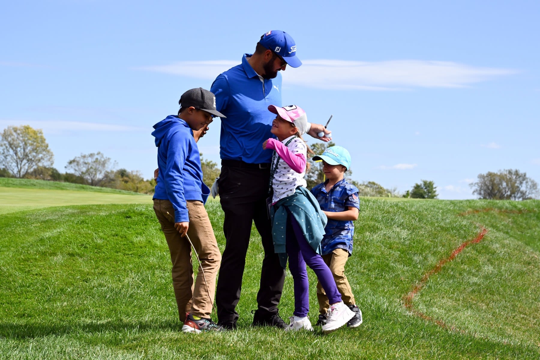 Whitney with his children at the Korn Ferry Tour Championship last year. (Getty Images)