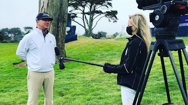 Amy Rogers working the 2020 PGA Championship, twenty years after her unforgettable experience with her father at the PGA Championship at Valhalla in 2000.