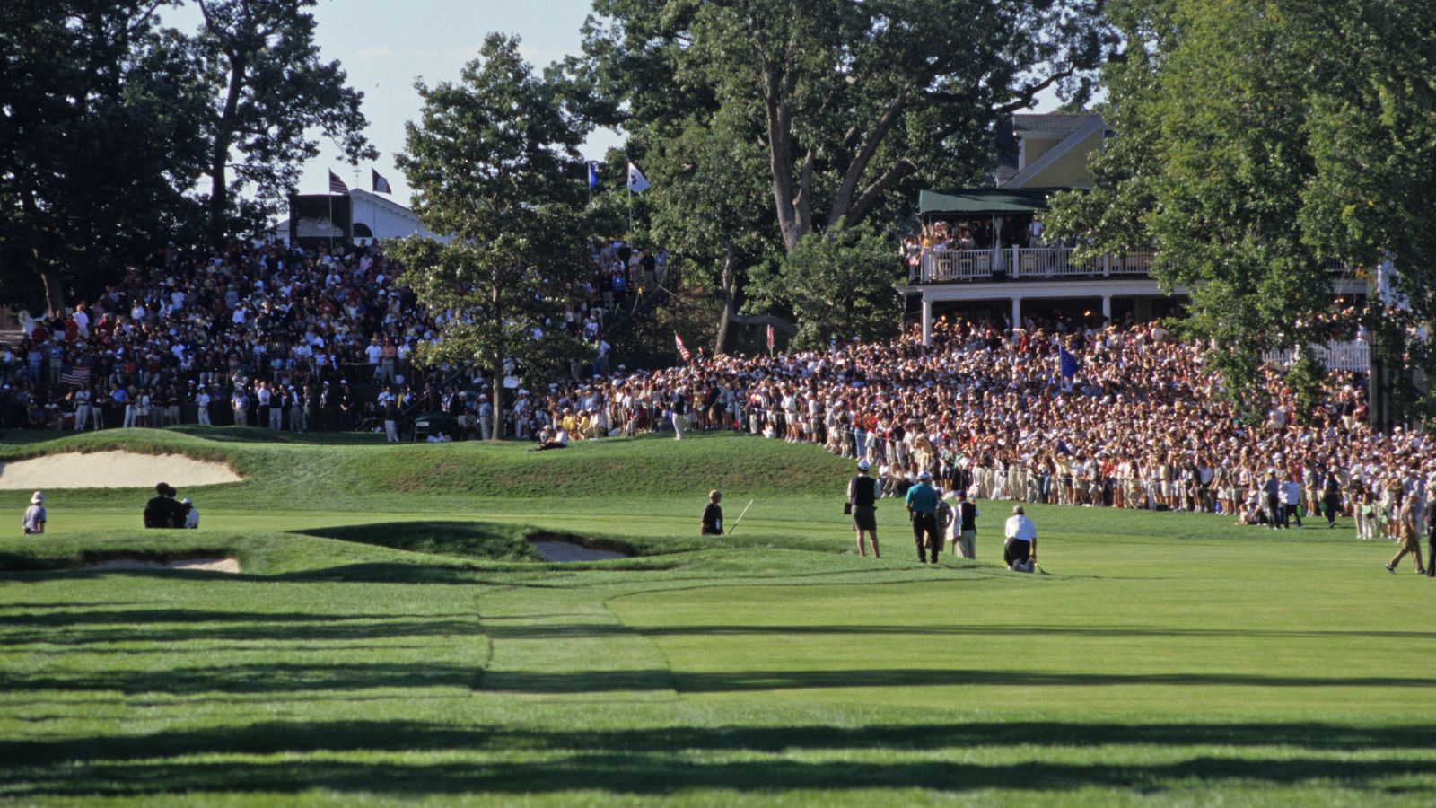 The gallery at the 33rd Ryder Cup Matches held at The Country Club in Brookline, Massachusetts, 1999.