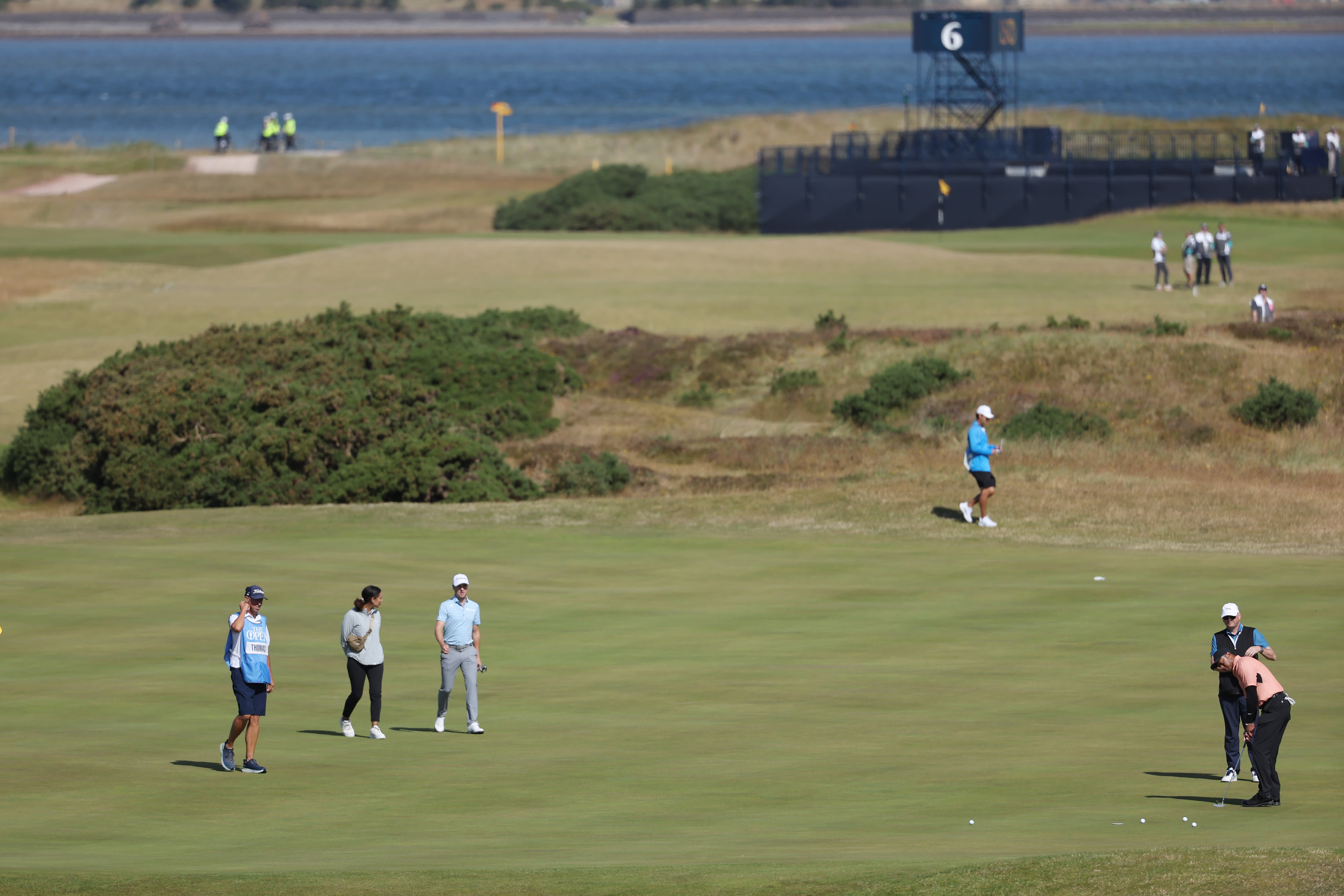 Tiger Woods putts on the fifth green during a practice round prior to The 150th Open at St Andrews Old Course.