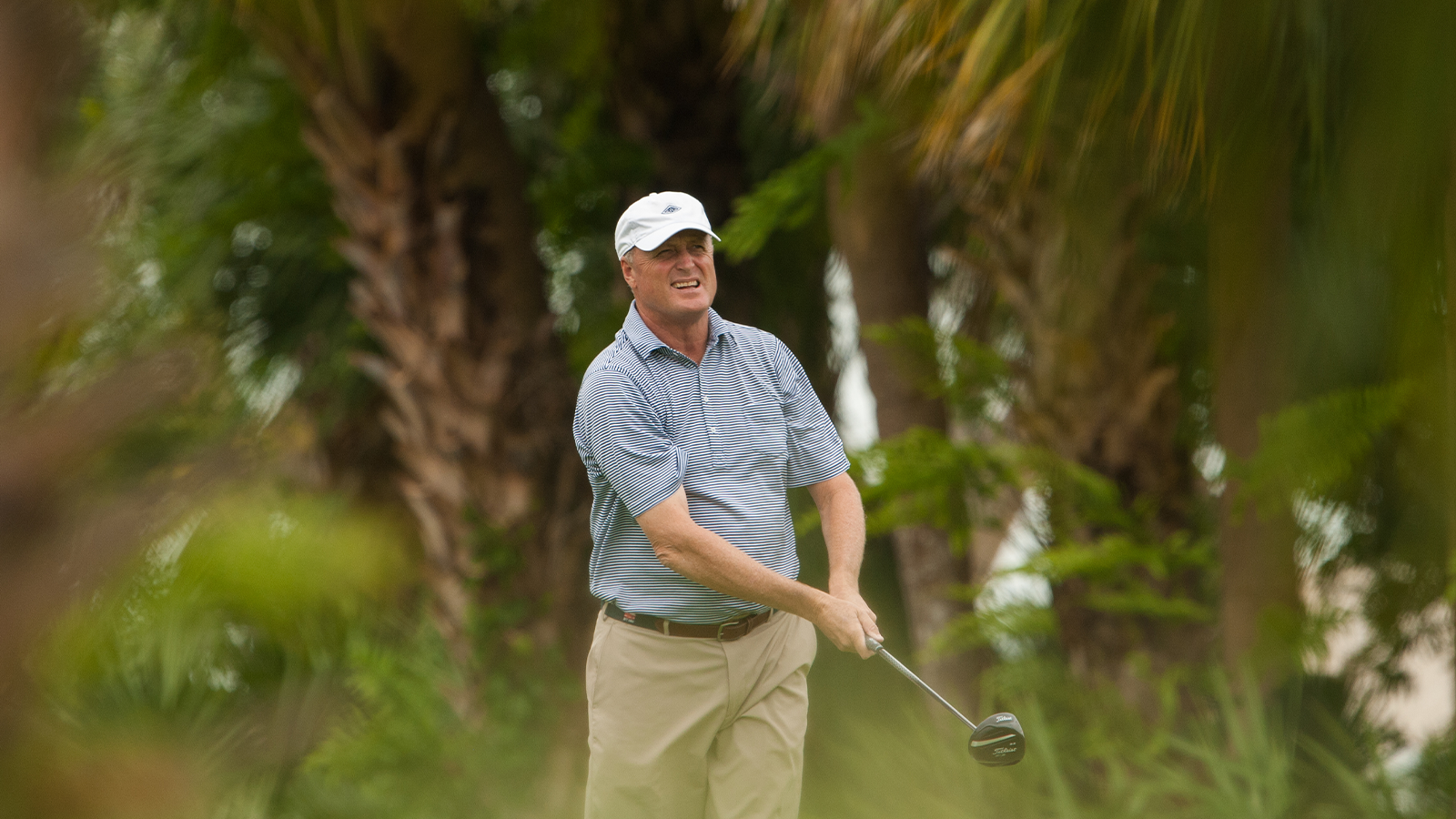 Bruce Zabriski watches his shot at PGA Golf Club on April 16, 2014 in Port St. Lucie, Florida. (Photo by Montana Pritchard/The PGA of America)