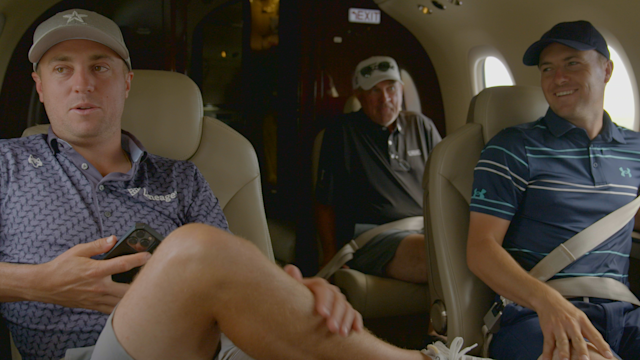 Justin Thomas, Mike Thomas, PGA, and Jordan Spieth all appear in episode one of "Full Swing." (Netflix)