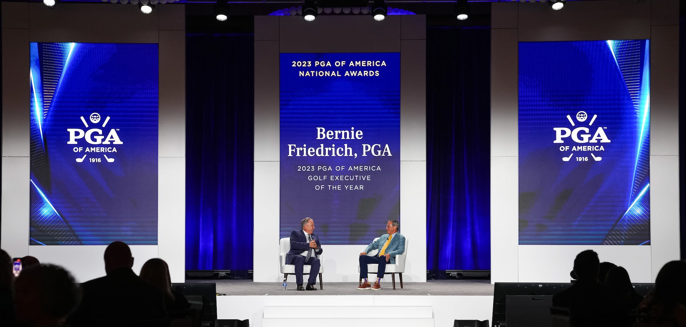 Friedrich during a Q&A with Dave Marr III at the PGA National Awards Night.