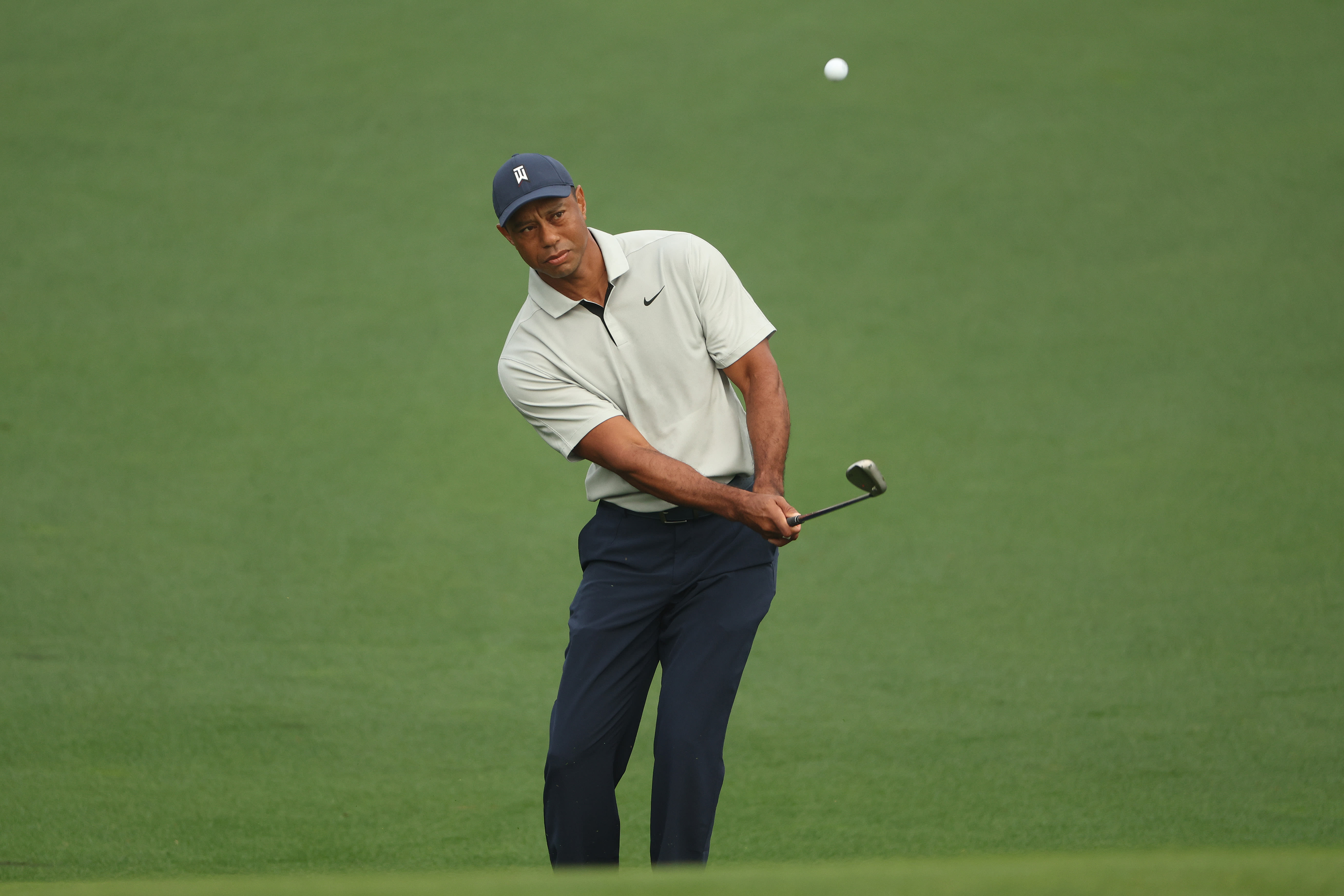 Tiger Woods during a practice round prior to the 2023 Masters Tournament. (Photo by Patrick Smith/Getty Images)