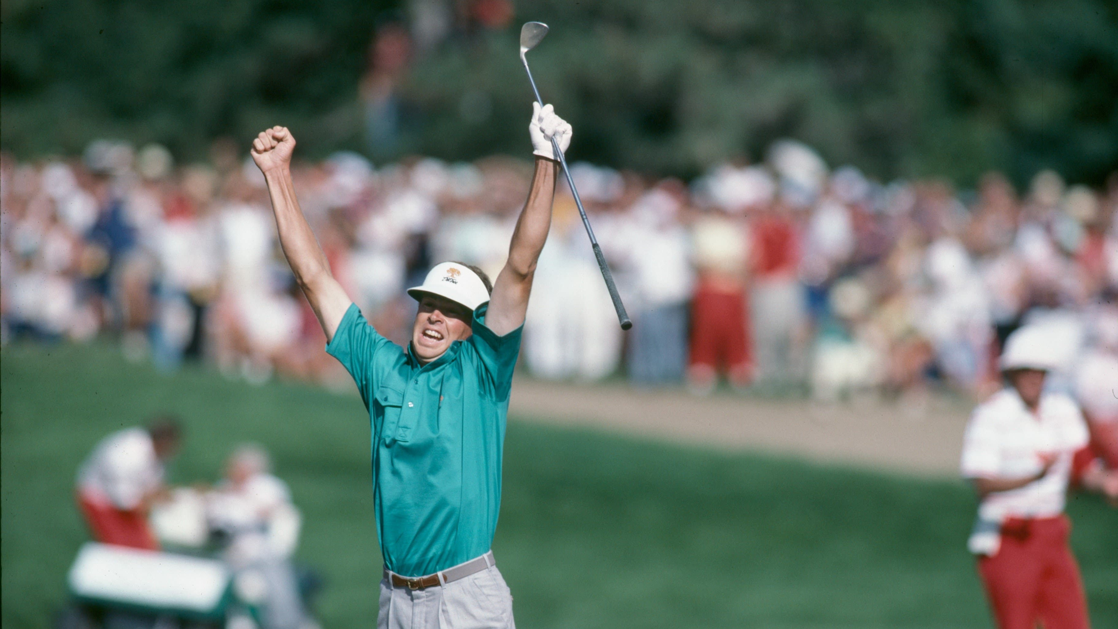 Bob Tway after holing his famous bunker shot to win in 1986. (Jeff McBride/PGA TOUR Archive)