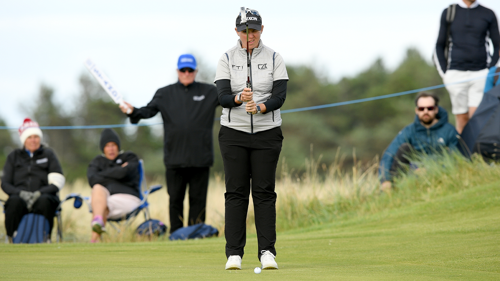 Ashleigh Buhai of South Africa plays her putt shot from the 13th hole during Day Three of the AIG Women's Open at Muirfield on August 06, 2022 in Gullane, Scotland. (Photo by Octavio Passos/Getty Images)