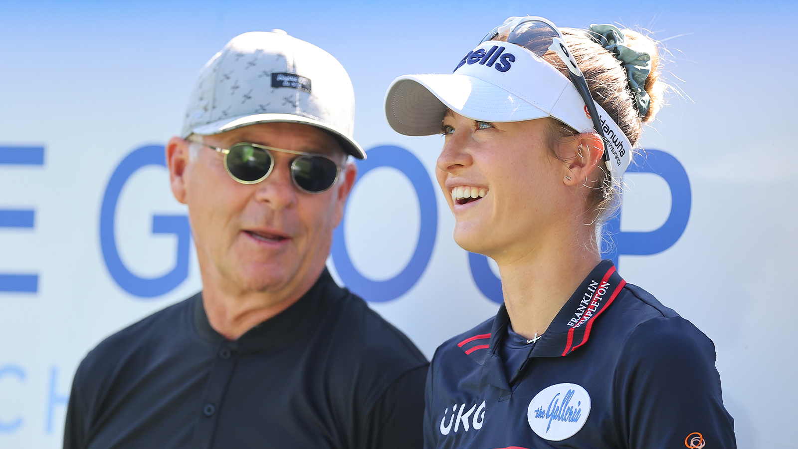 Swing instructor Jamie Mulligan, PGA, talks with Nelly Korda of the United States prior to the CME Group Tour Championship at Tiburon Golf Club on November 16, 2022 in Naples, Florida. (Photo by Michael Reaves/Getty Images)
