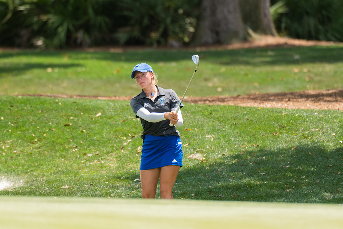 Texas A&M Corpus Christi, Lucie Charbonnier chips onto the green during the second round of the 2021 PGA WORKS Collegiate Championship held at TPC Sawgrass on May 4, 2021 in Ponte Vedra Beach, Florida.