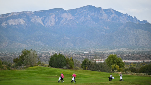 Team Utah and Team Pennsylvania walk the course during Day Two of the 2026 17u PGA Jr. League Championship at Twin Warriors Golf Club on Saturday, October 24, 2026 in Santa Ana Pueblo, New Mexico (Photo by Sam Wasson/PGA of America)