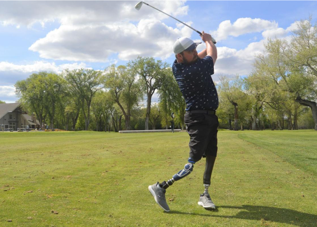 Cutter on the driving range. (Photo courtesy of 406 Mt Sports)