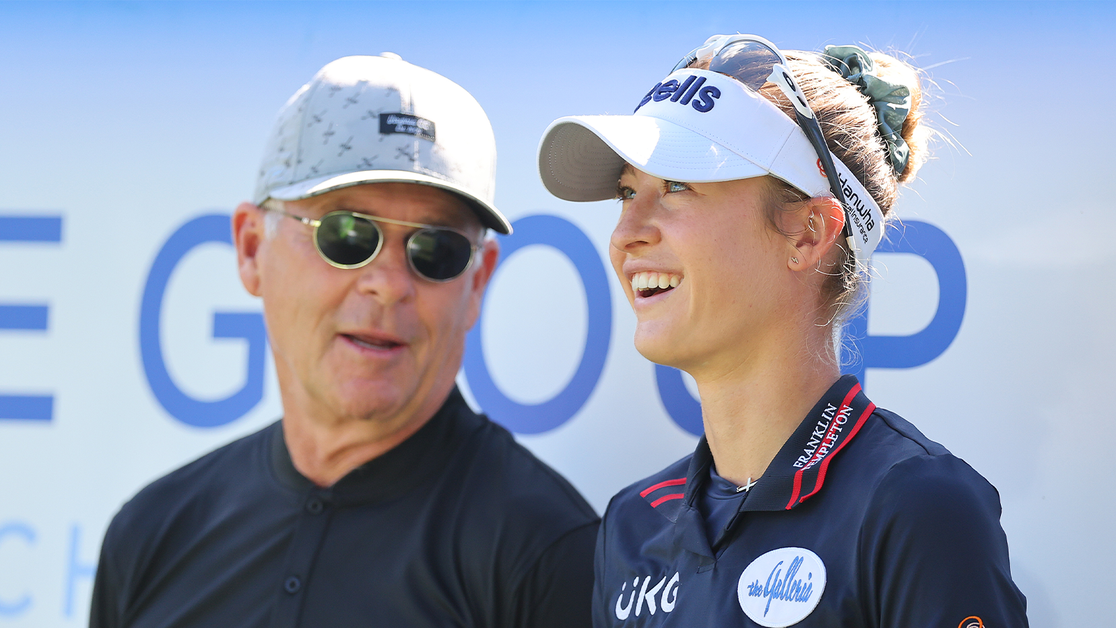 Swing instructor Jamie Mulligan, PGA, talks with Nelly Korda of the United States prior to the CME Group Tour Championship at Tiburon Golf Club on November 16, 2022 in Naples, Florida. (Photo by Michael Reaves/Getty Images)