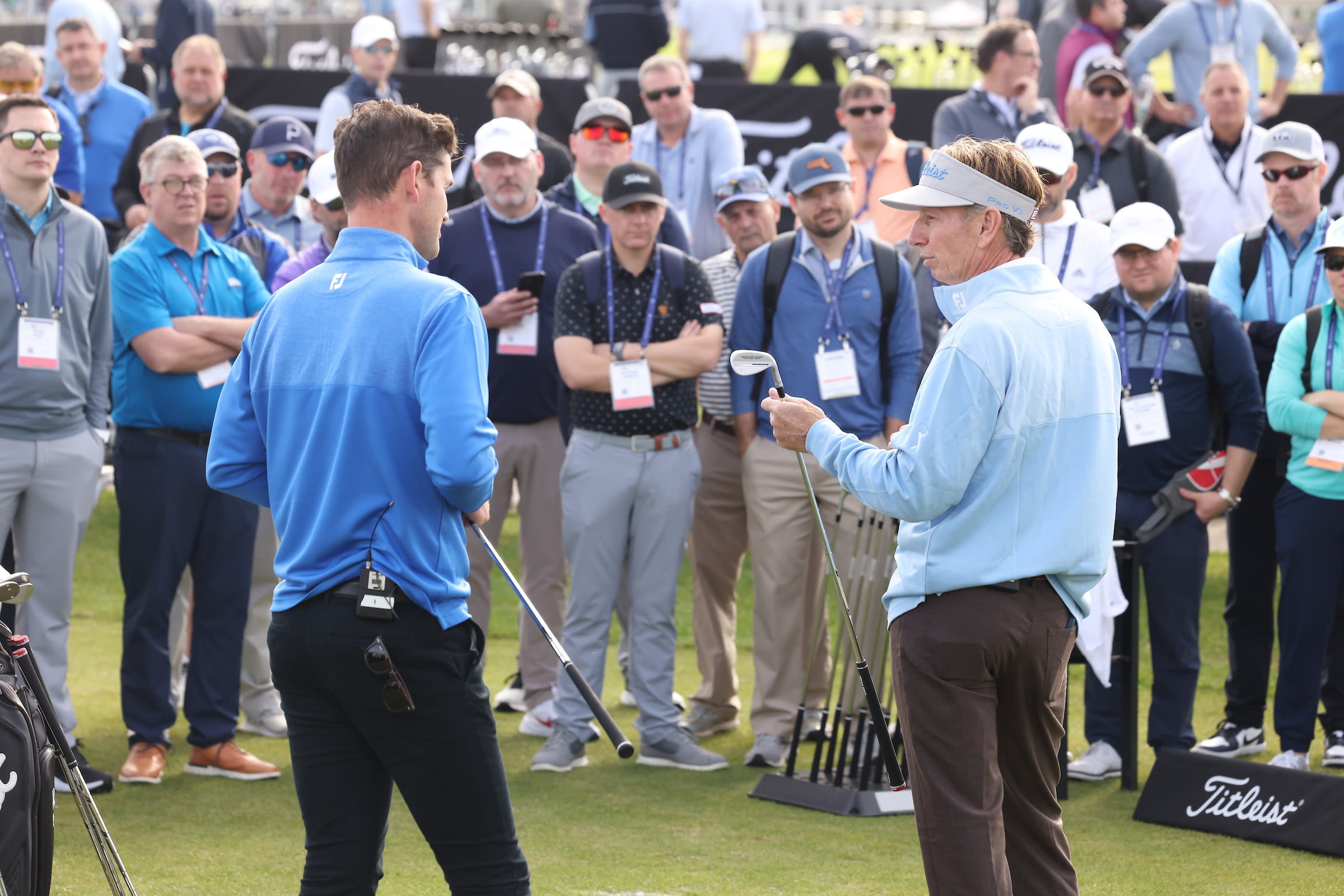 Brad Faxon demonstrating on wedges.