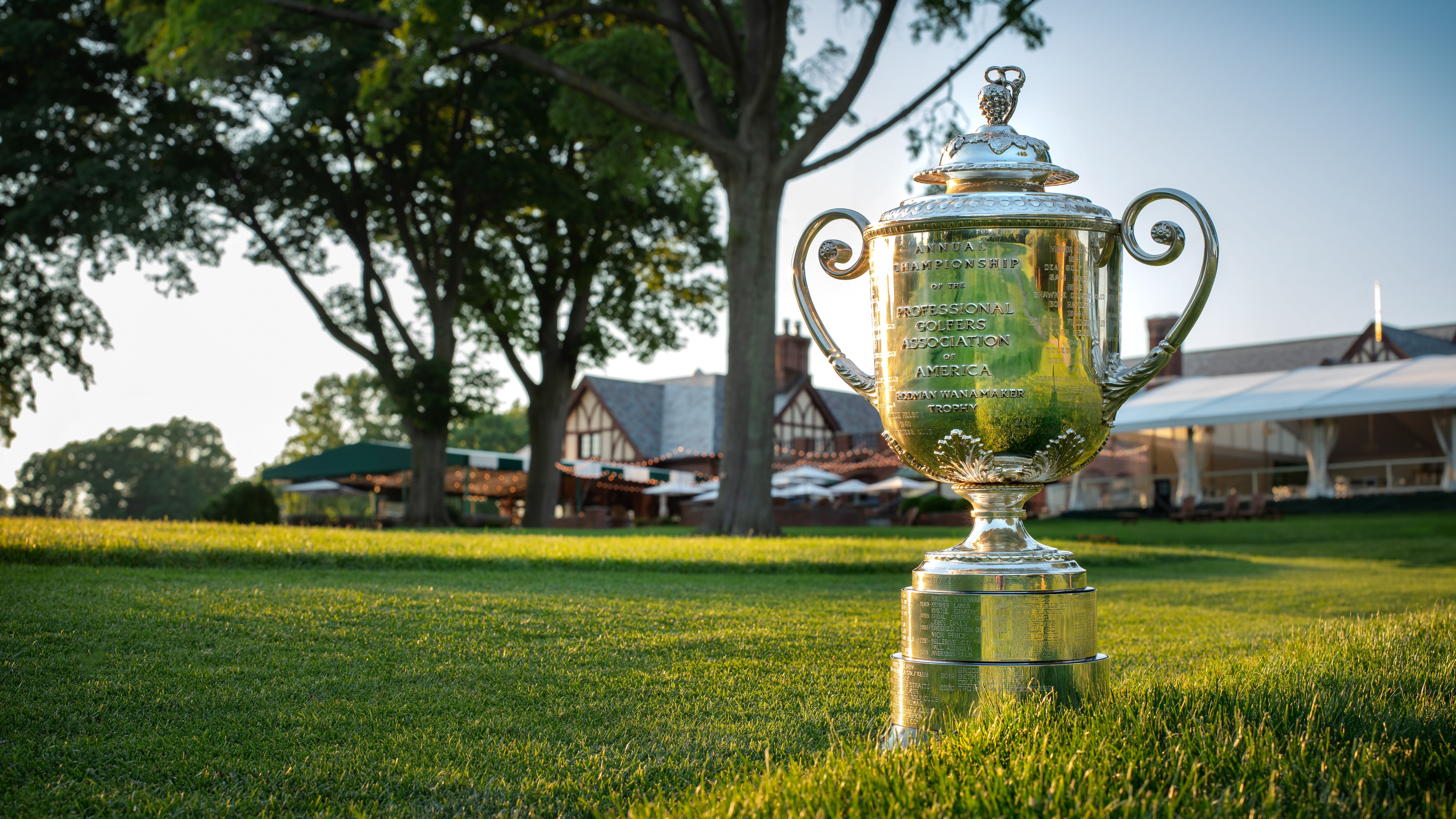 The Wanamaker Trophy at Oak Hill Country Club in Rochester, New York.