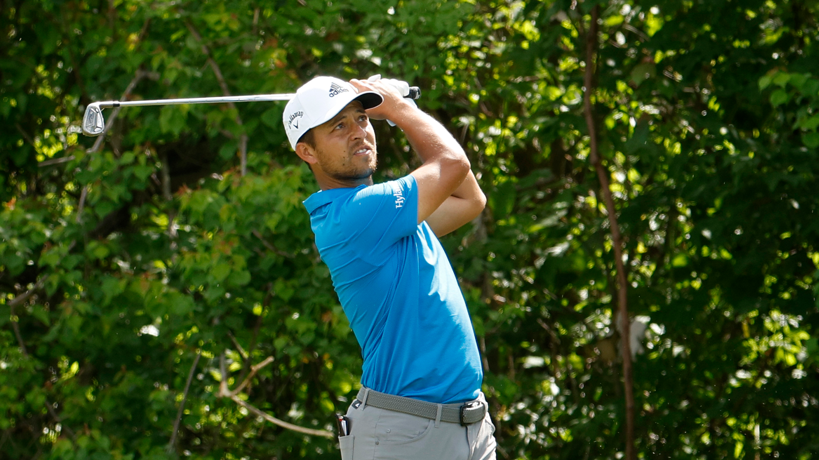 Xander Schauffele plays his shot during the second round at TPC Louisiana.