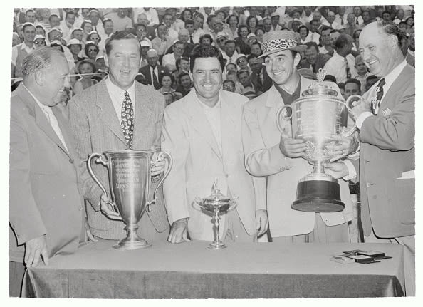 Left to right: Tom Utterbeck, Hermitage Country Club; Ray (Wade) Hill, Medalist; Johnny Palmer, Runner-Up; 1949 PGA Champion Sam Snead; and Joe Novak, PGA of America President.