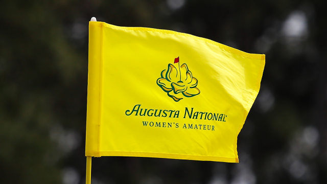 A pin flag is displayed during the final round of the 2022 Augusta National Women's Amateur at Augusta National Golf Club.