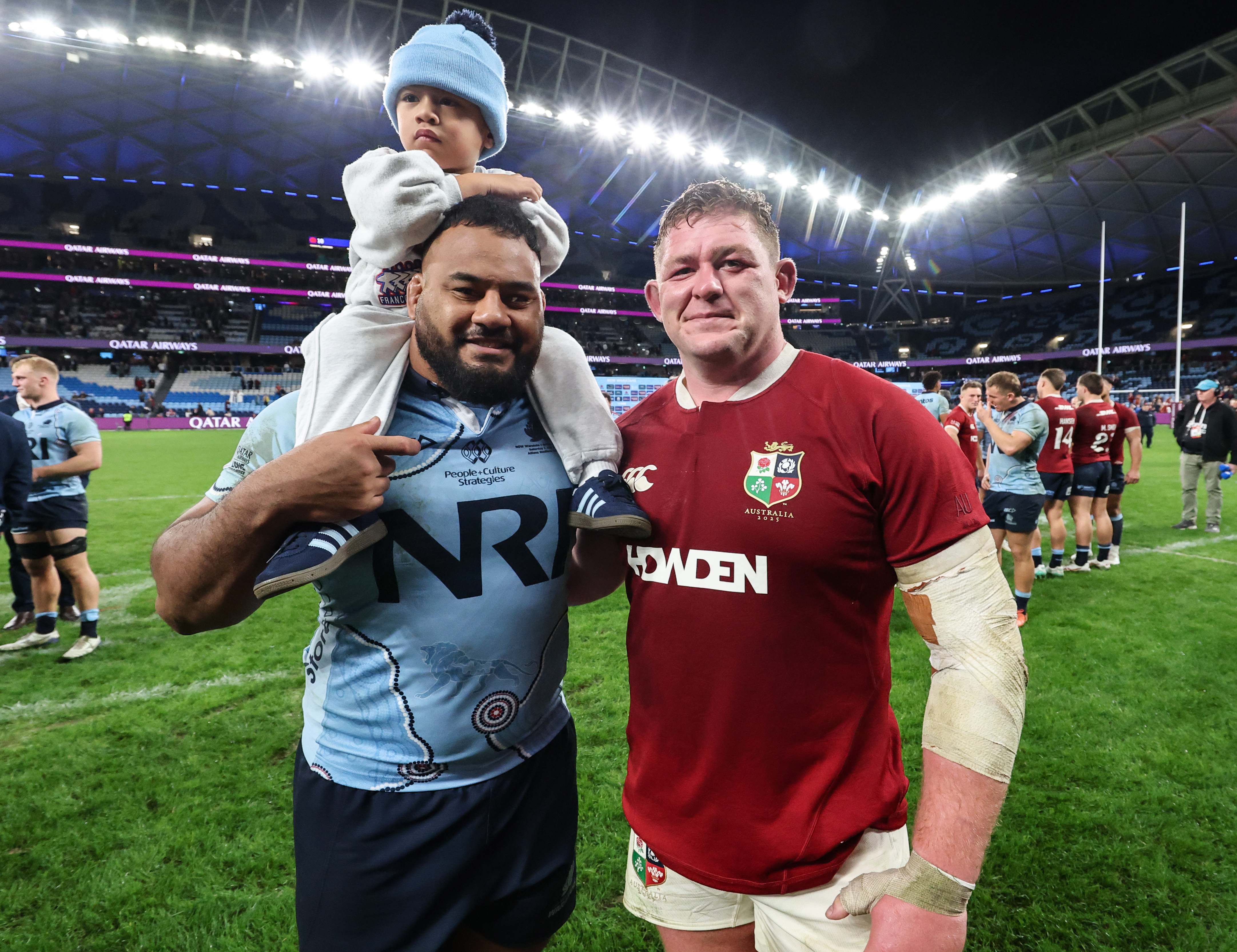 Tadhg Furlong with the 'Tongan Thor', Taniela Tupou