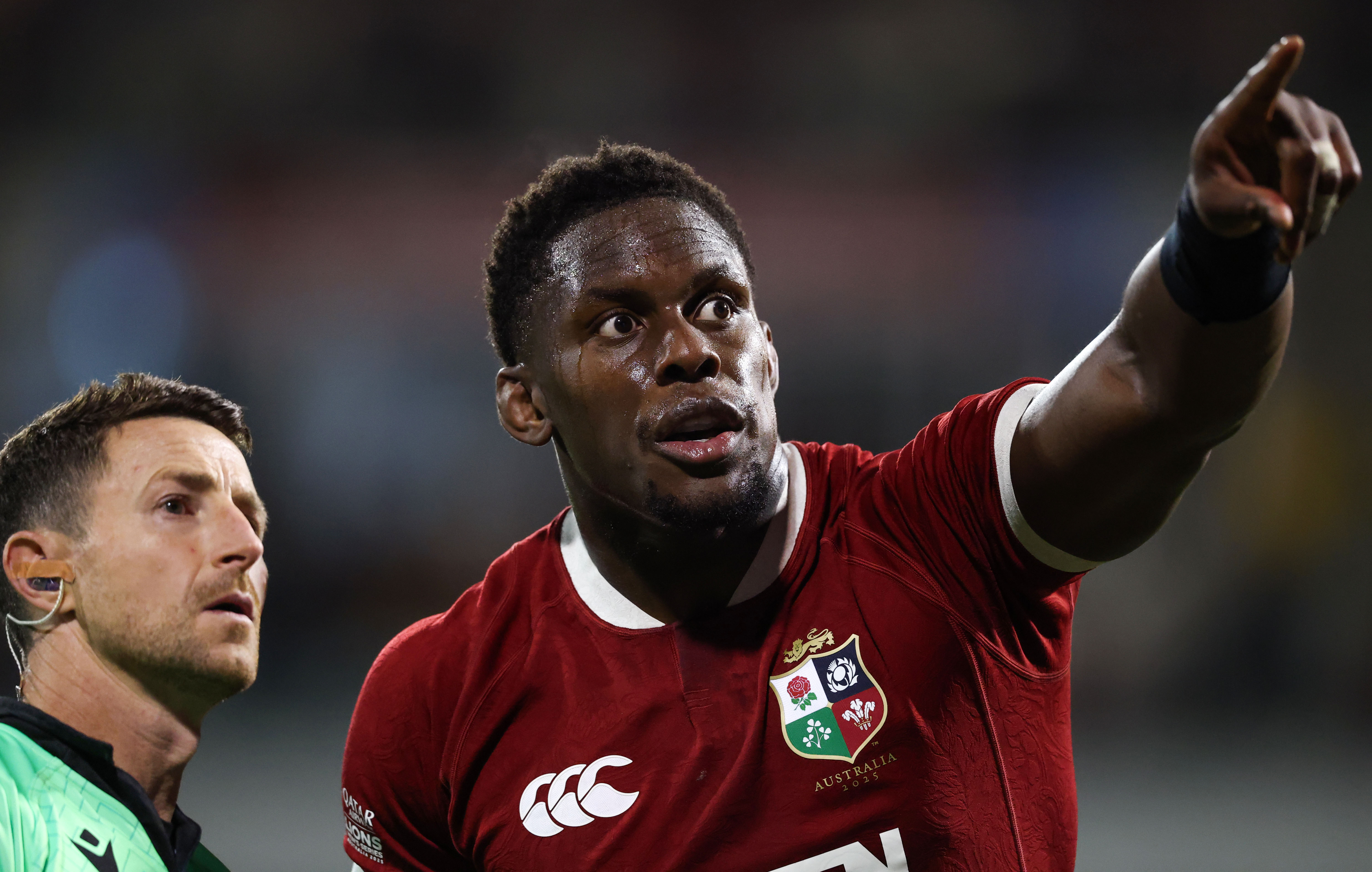 Maro Itoje in-game v Brumbies