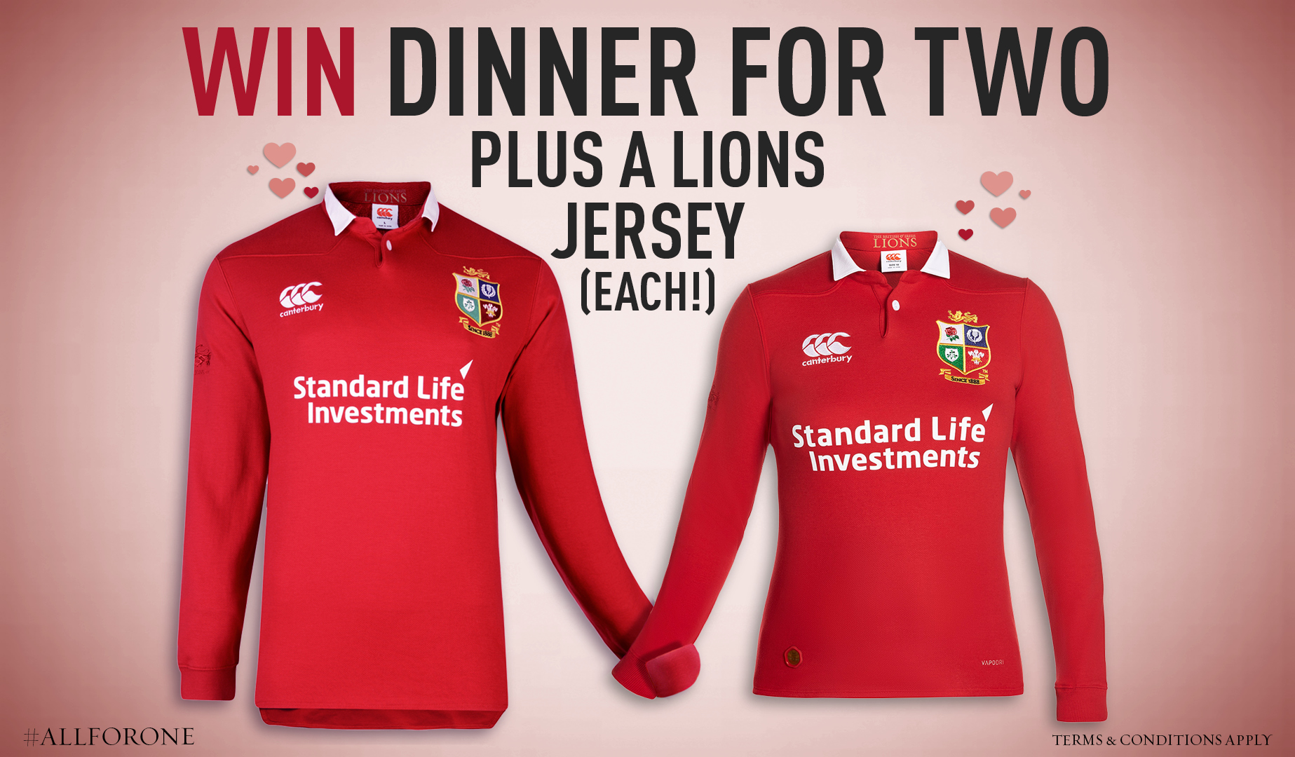 Win a dinner for two and a pair of Lions jerseys on Valentine's Day