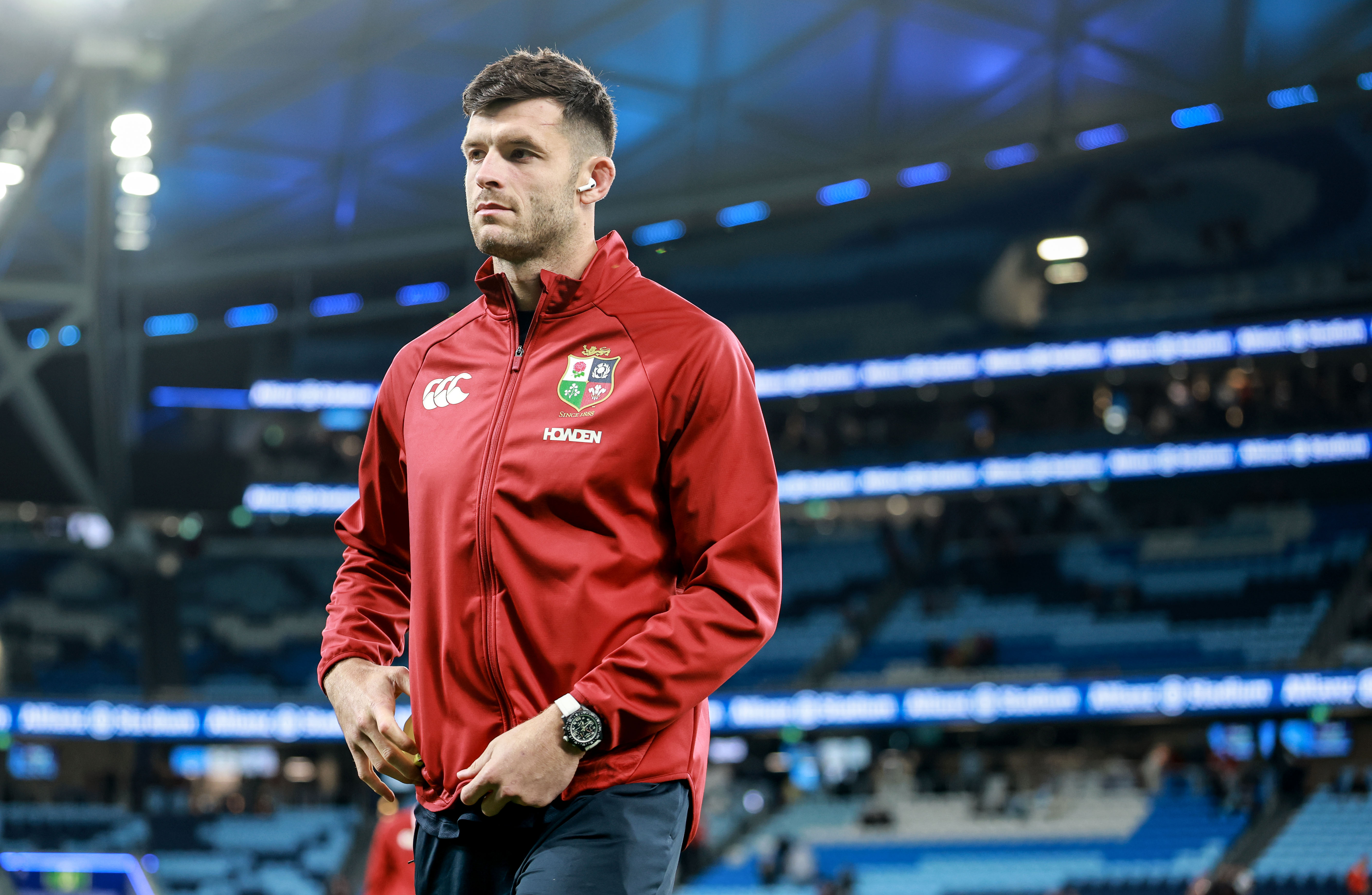 Blair Kinghorn warms up before his Lions debut