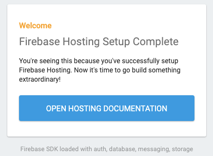 Welcome Firebase Hosting Screen