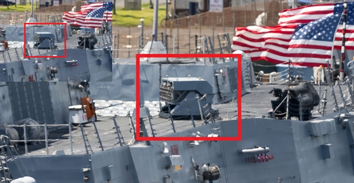 Unidentified Launcher Installed on U.S. Navy Destroyer USS Carl M. Levin at Pearl Harbor