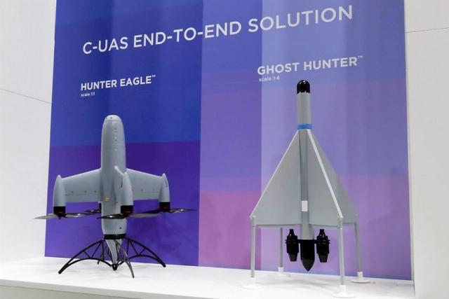 At the London show, Rafael presented the models of two drone killers, the Hunter Eagle and the Ghost Hunter, developed to incorporate the soft kill capabilities of the company's C-UAS.