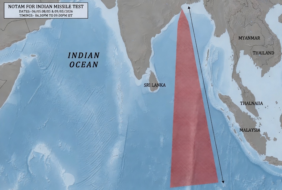 ndia issues NOTAM for missile test 3,560 km over Bay of Bengal, May 6-9/ India's hypersonic missile test off Odisha marks shift in naval warfare: Analysis