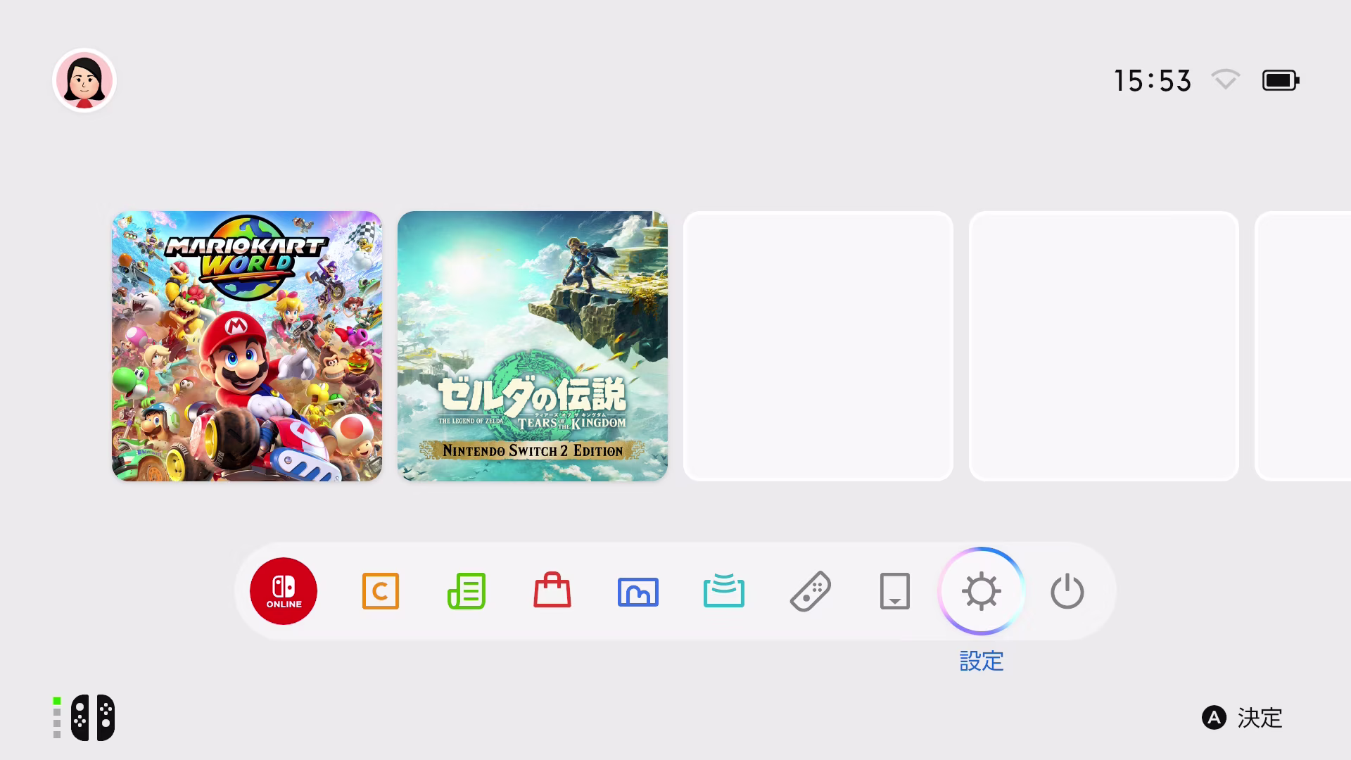 Nintendo Switch 2のHOMEメニューと設定画面