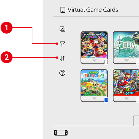 Viewing the Virtual Game Cards Screen | Nintendo Switch 2 Support ...