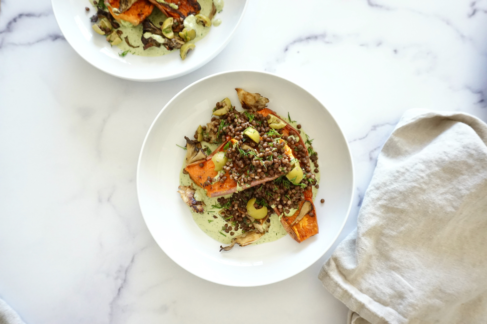 Roasted Sweet Potatoes with Tahini Dill Sauce image