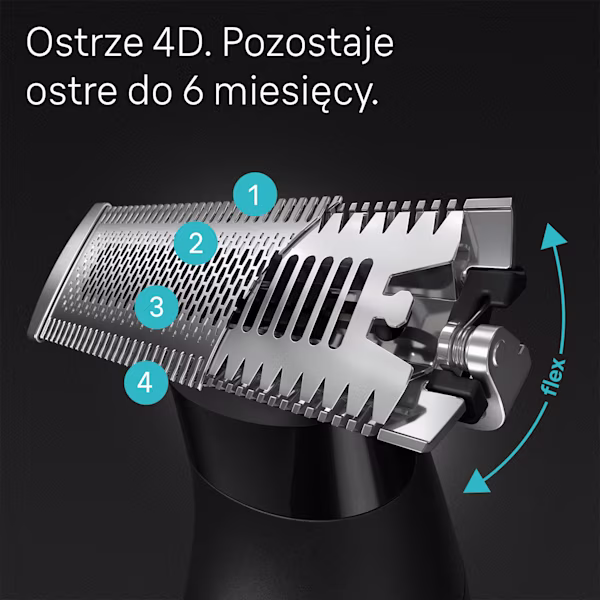 Głowica golarki w przekroju z 4 elementami Głowica golarki w przekroju z 4 elementami