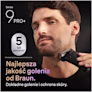 Mężczyzna golący się za pomocą Series 9 PRO+. Tekst: Najlepsza jakość golenia od Braun. Mężczyzna golący się za pomocą Series 9 PRO+. Tekst: Najlepsza jakość golenia od Braun.