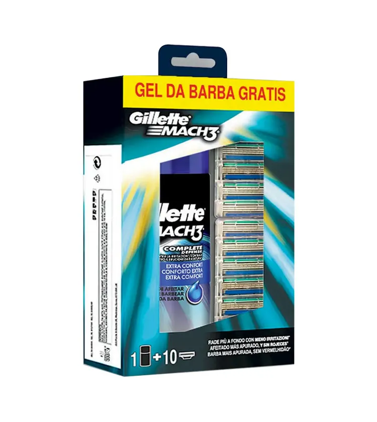 Gillette MACH3- 10 Ricariche MACH3 Con Gel Series 200 Ml In Omaggio