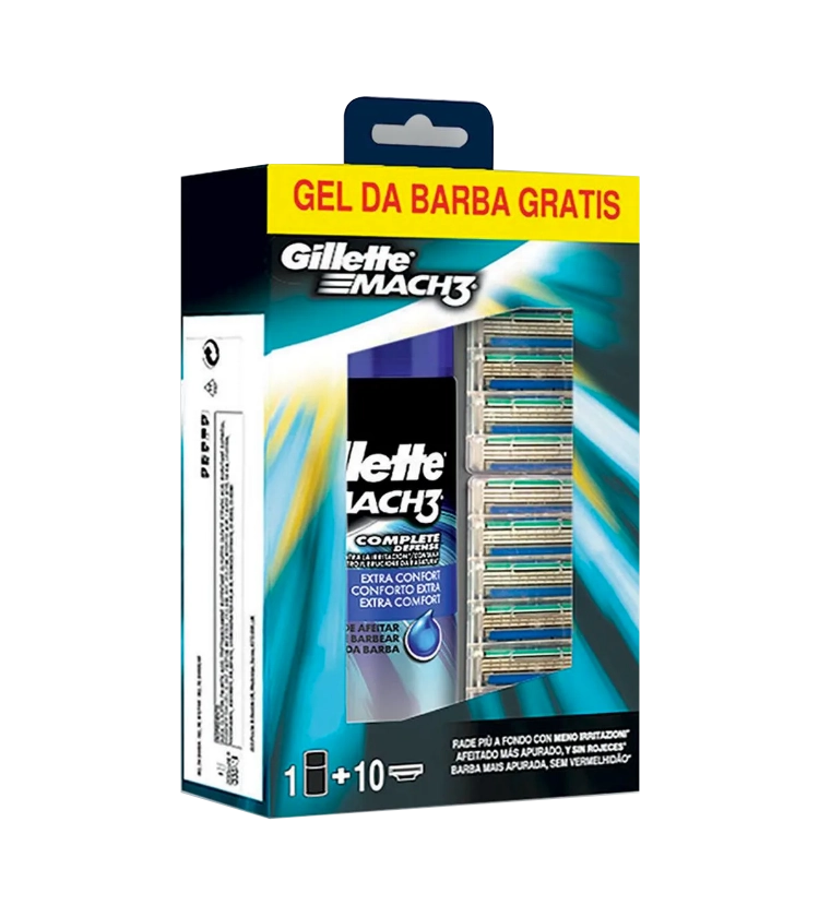Gillette MACH3- 10 Ricariche MACH3 Con Gel Serie 200 Ml Gratis