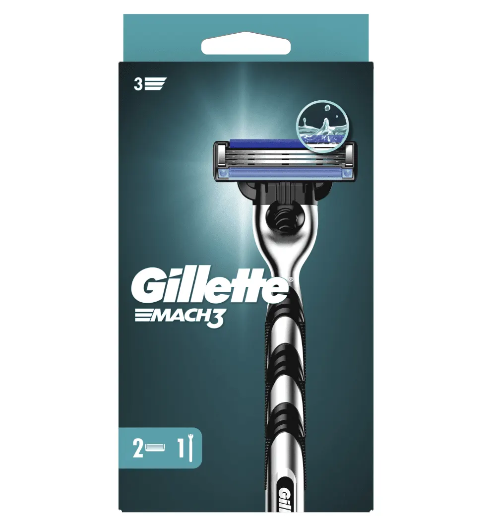 Ξυραφάκι ξυρίσματος Gillette Mach3 για άνδρες με 1 λαβή και 2 τεμ φυσίγγια