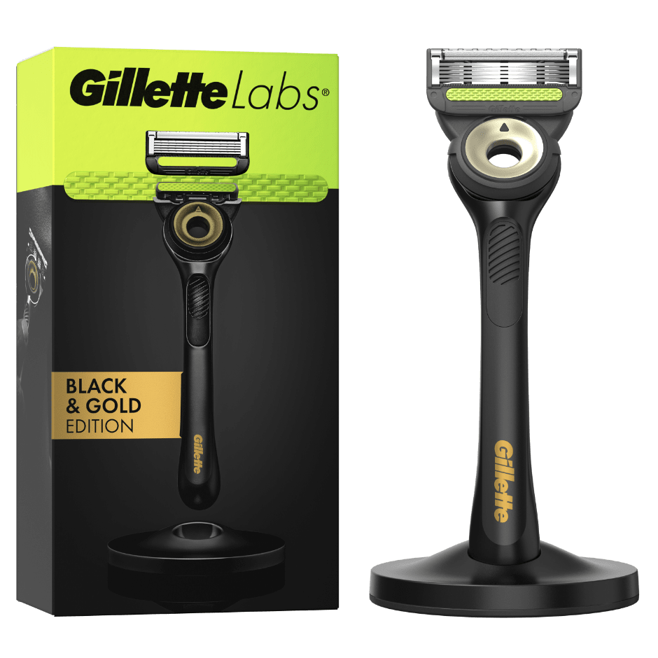 Gillette Labs Com Máquina De Barbear Com Barra Exfoliante Edição Preto e Dourado