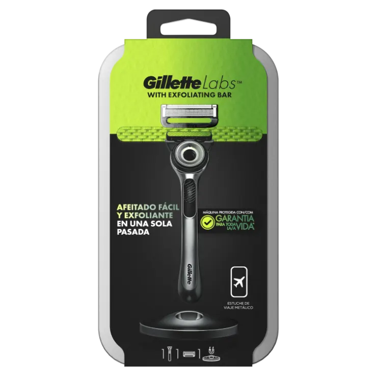 Gillette Labs Máquina De Barbear Com Barra Exfoliante, Estojo De Viagem