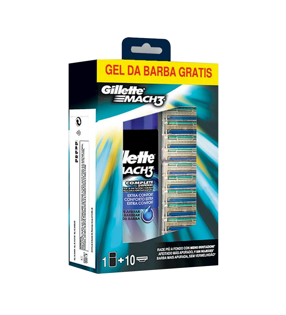 Gillette MACH3- 10 Ricariche MACH3 Con Gel Serie 200 Ml Gratis