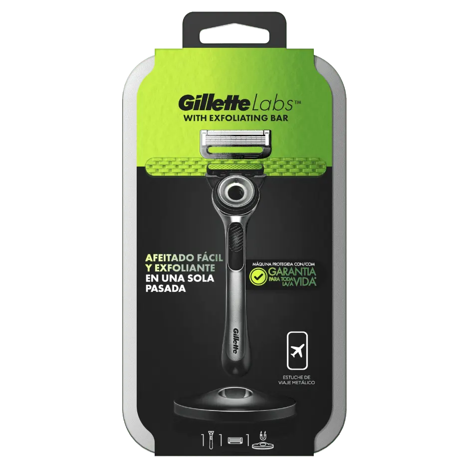 Gillette Labs Máquina De Barbear Com Barra Exfoliante, Estojo De Viagem