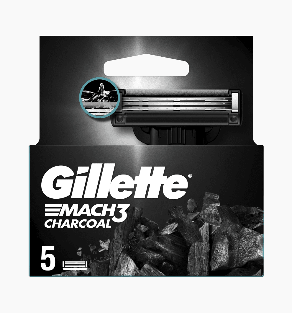Ανταλλακτικές κεφαλές ξυριστικής μηχανής Gillette Mach3 Charcoal για άνδρες - 5 τεμάχια