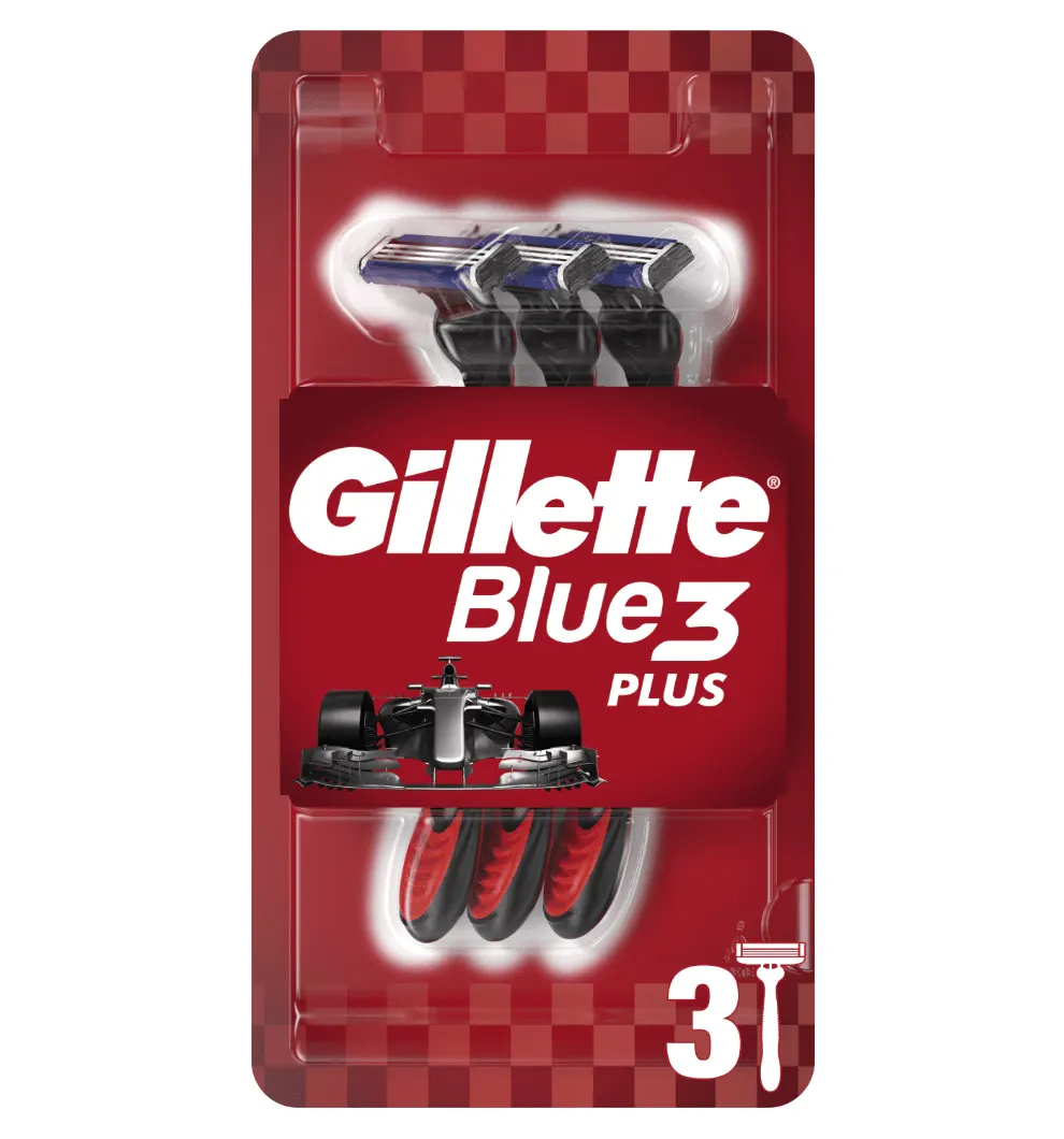 Ανδρικό ξυραφάκι μιας χρήσης Gillette Blue3 Plus Red σε πακέτο 3 ξυραφιών